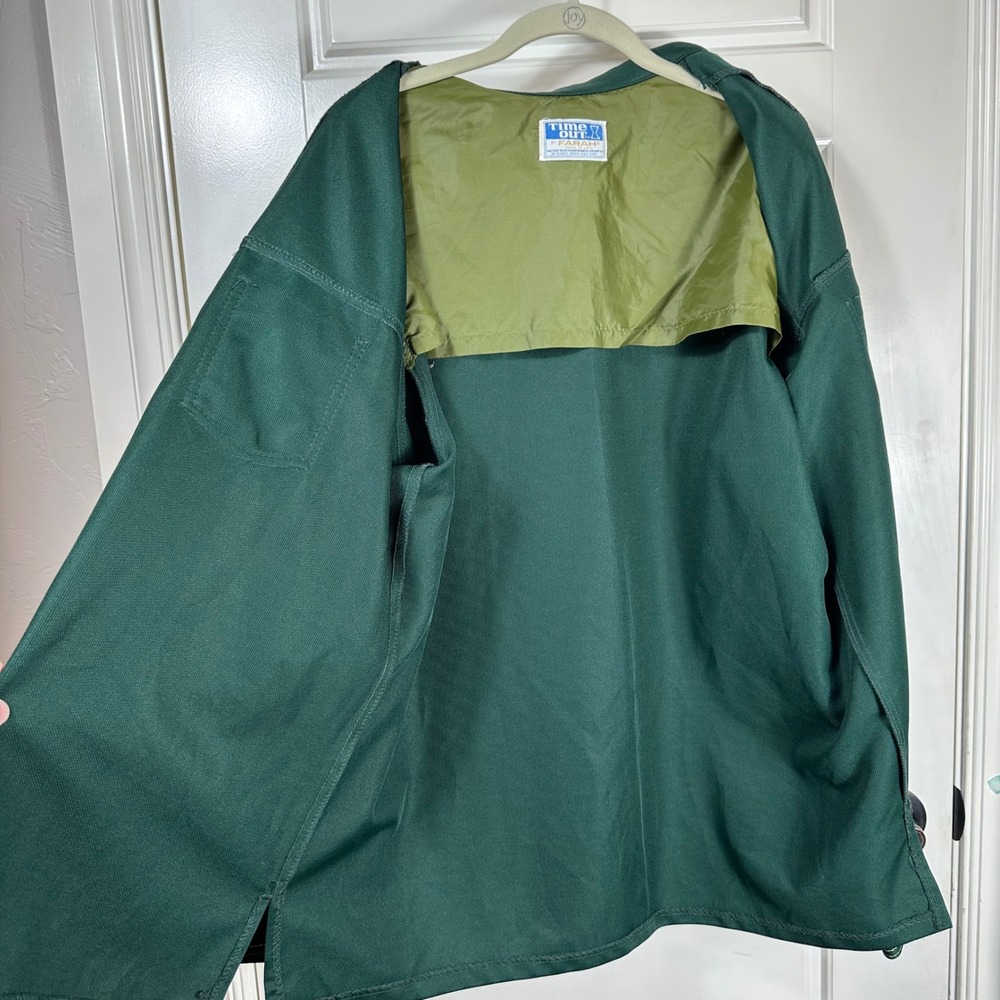 Time Out by Farah Vintage Green Utility Workwear Button Up Shirt Men's Large‎ - Picture 4 of 9